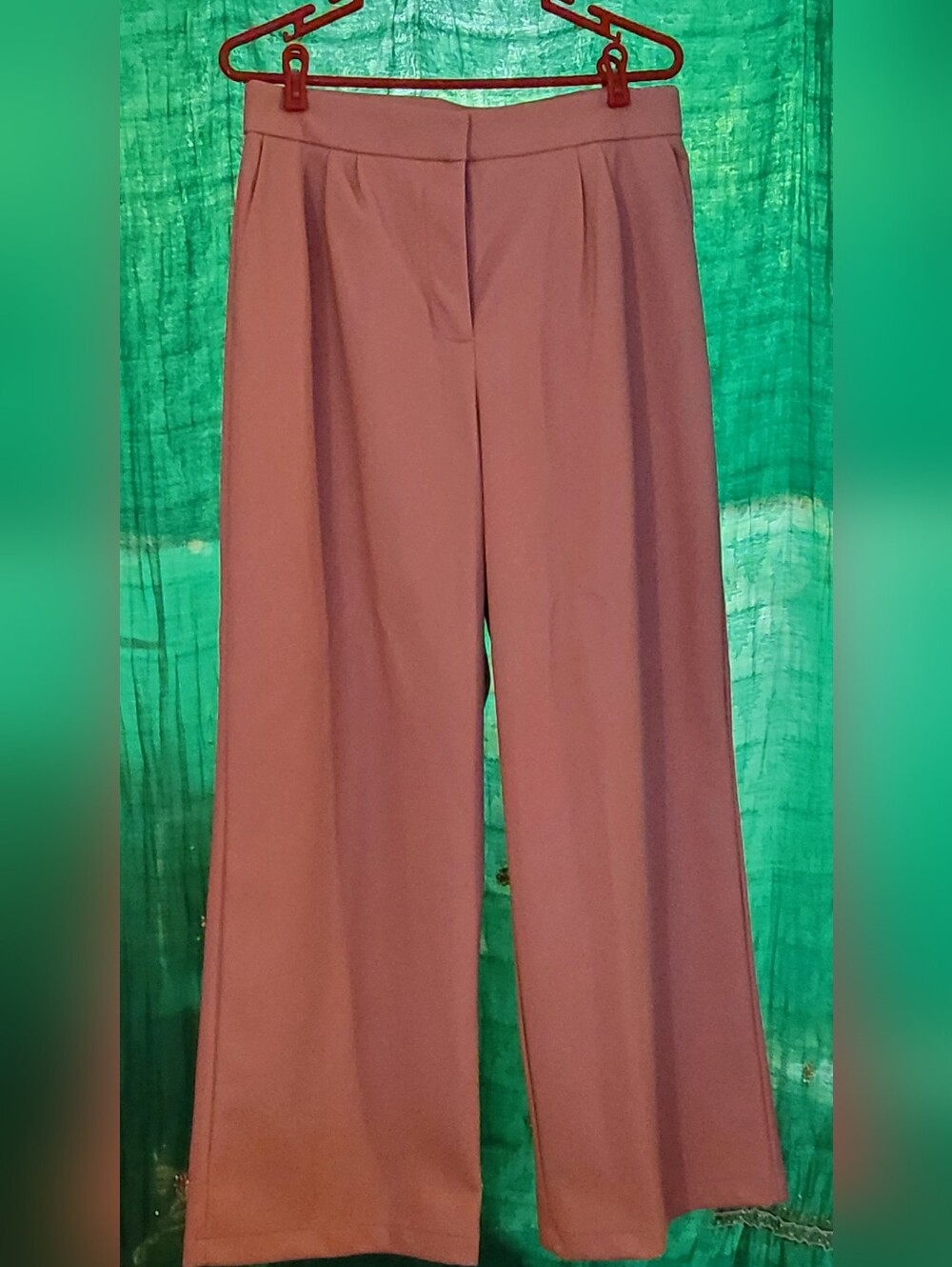 Wide Leg Dress Pants in Mauve/Pink - Women's Tailored Trousers-Faux Leather